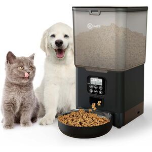 Automatic Pet Feeder, 4L, Black, Plastic and Stainless Steel, 6 Meals Per Day